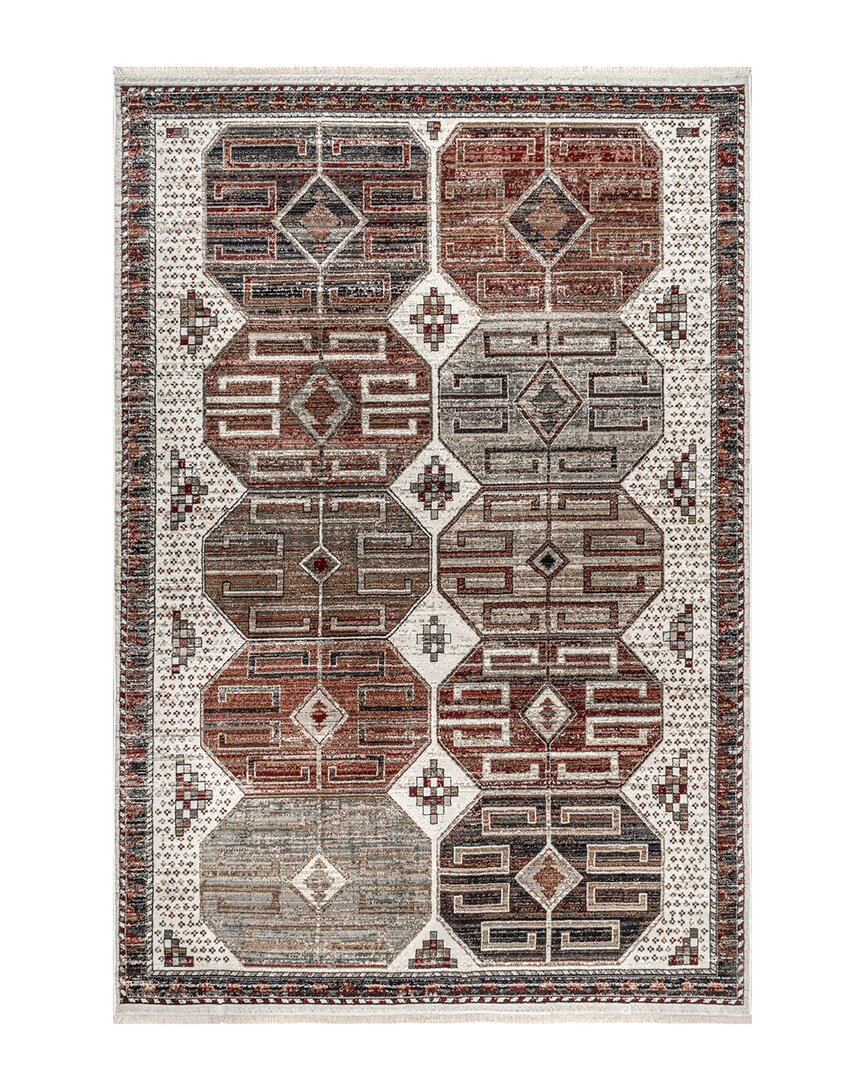 Nuloom Evie Global Inspired Emblem Fringe Rug In Multi