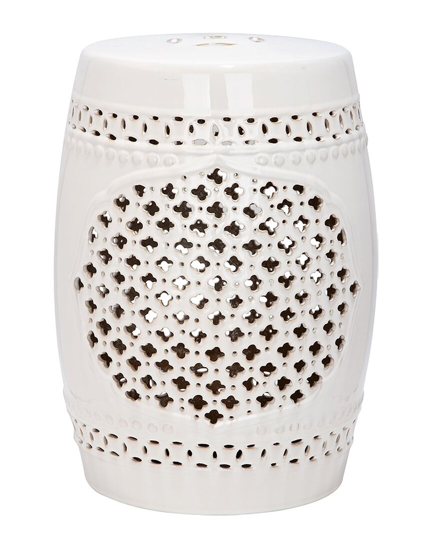 Safavieh Quatrefoil Garden Stool In Cream