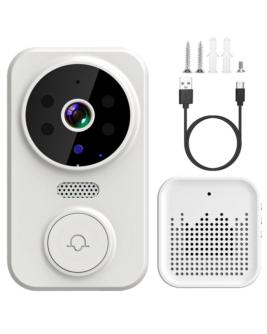 FRESH FAB FINDS FRESH FAB FINDS WIFI SECURITY WHITE DOORBELL CAMERA WITH VOLUME ADJUSTABLE CHIME 