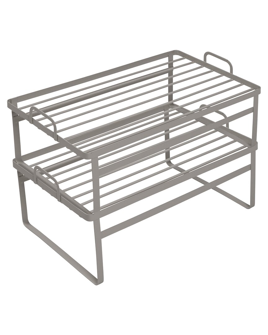 Honey-can-do Set Of 2 Stackable Cabinet Shelf Helpers In Grey
