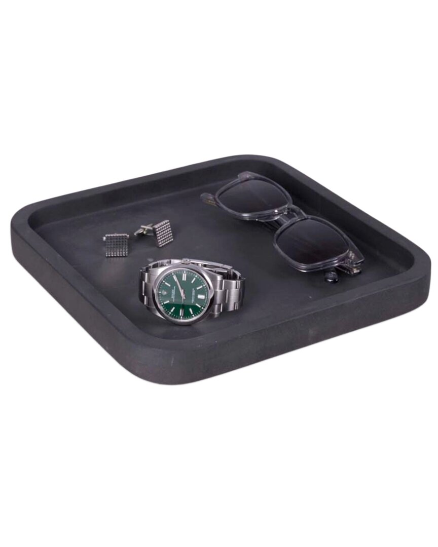 Bey-berk Robbie Genuine Marble Tray & Catch-all In Black