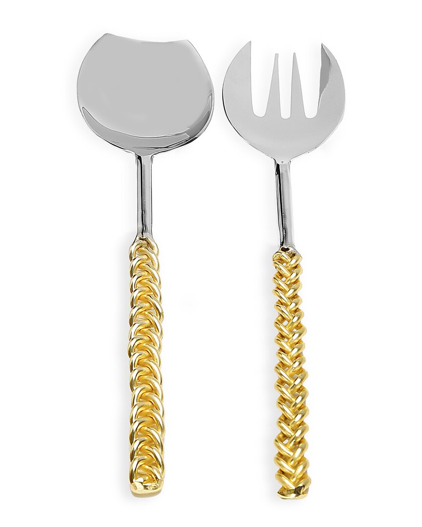 Alice Pazkus Salad Servers With Gold Twisted Handles Set Of 2