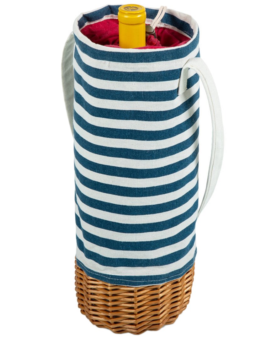 Picnic Time Malbec Insulated Canvas And Willow Wine Bottle Basket In Navy