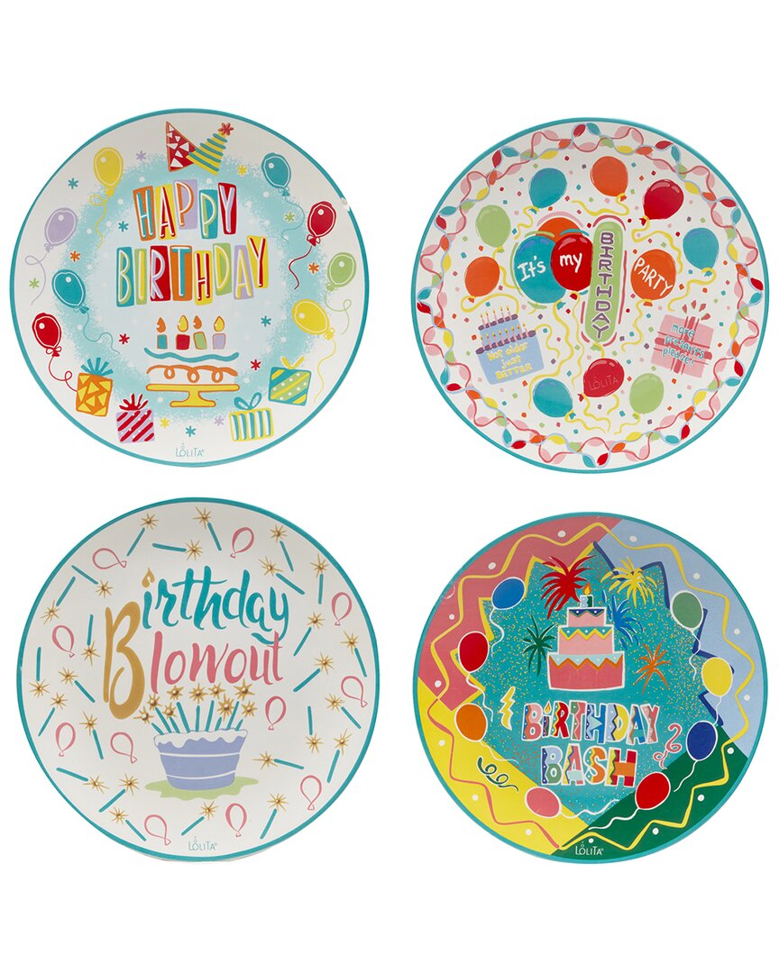 Lolita Certified International  Birthday Bash Dessert Plates (set Of 4)
