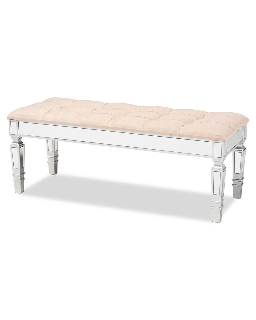 Baxton Studio Hedia Upholstered And Wood Accent Bench In Beige