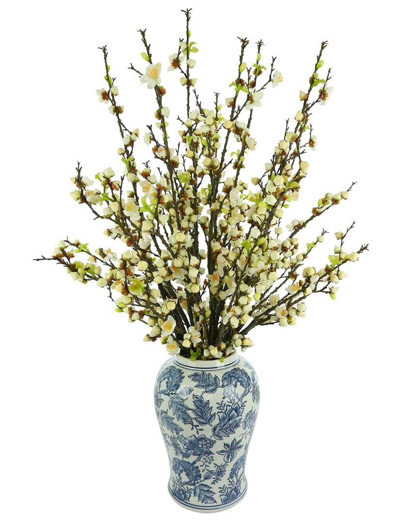 Shop Creative Displays White Cherry Blossom Branches In Blue & White Decorative  Ceramic Vase