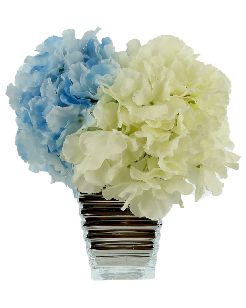 Shop Creative Displays Blue & White Hydrangeas Arranged In A Silver Glass Vase