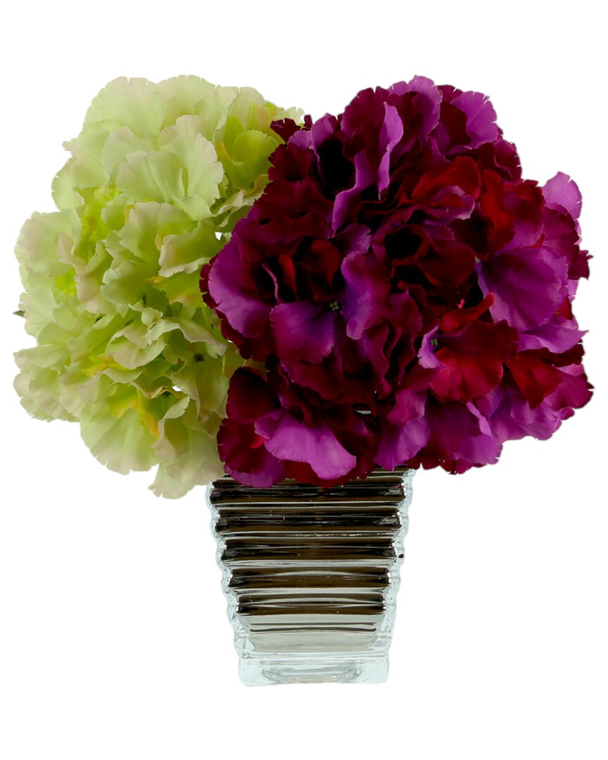 Shop Creative Displays Purple & Green Hydrangeas Arranged In A Silver Glass Vase