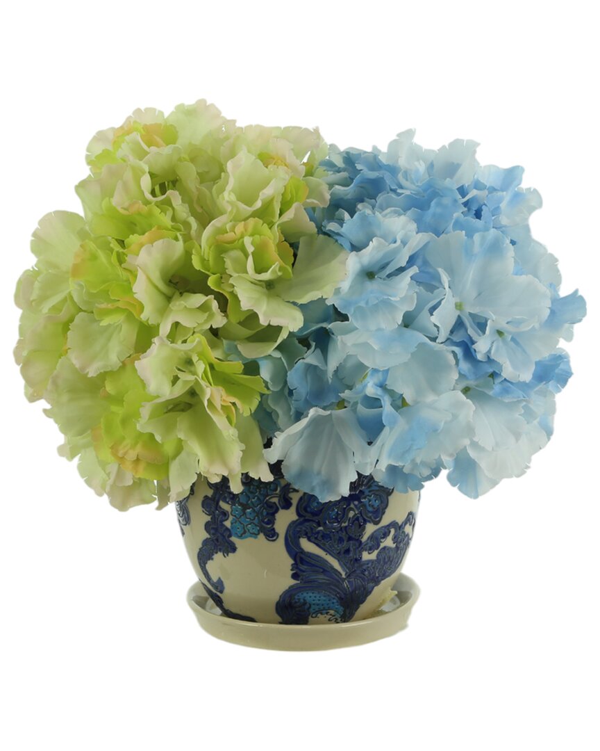 Shop Creative Displays Blue & Green Hydrangeas Arranged In A Decorative Ceramic Pot