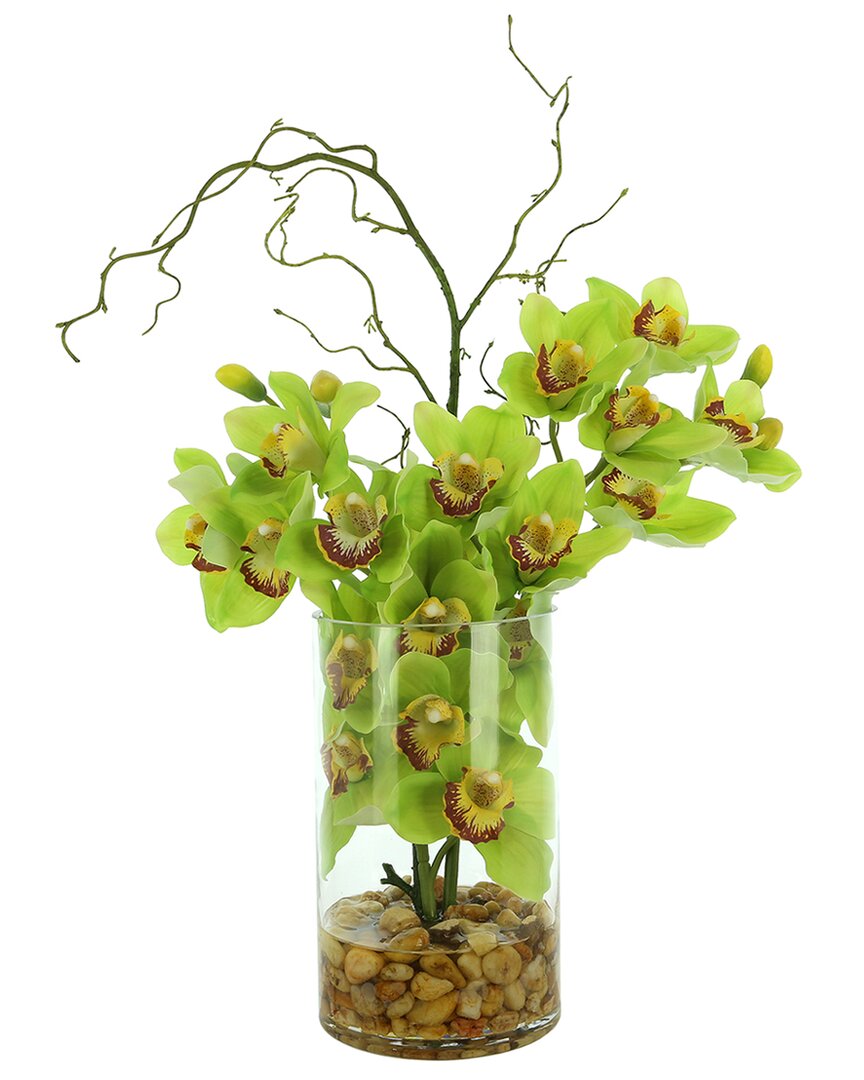 Shop Creative Displays Modern Orchid Arrangement In Glass Vase In Green