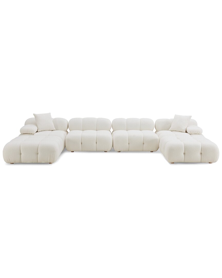 Tov Furniture Calliope Vegan Shearling 6pcmodular U-sectional In White