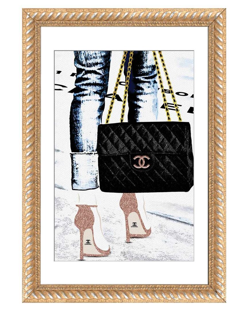 Shop Icanvas Lady With The Chanel Bag & Rose Gold High Heels By Pomaikai Barron Wall Art