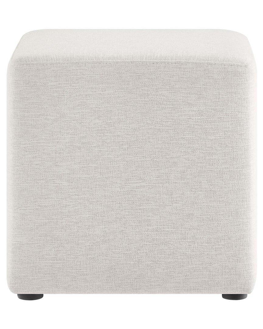 Modway Callum 17in Square Woven Heathered Fabric Upholstered Ottoman In White