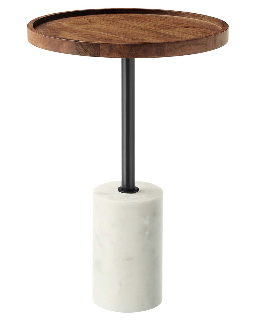 Modway Amina Round Acacia Wood Side Table In Multi