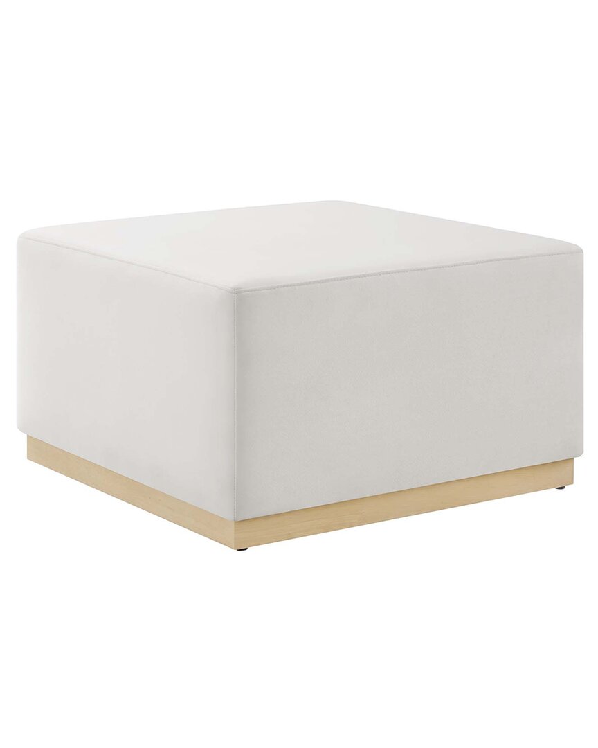 Modway Tilden Large 28in Square Performance Velvet Upholstered Ottoman In White