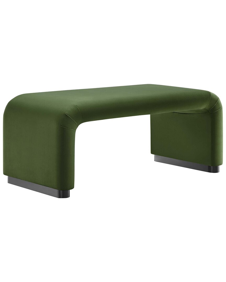 Modway Koda Performance Velvet Waterfall Long Bench In Black