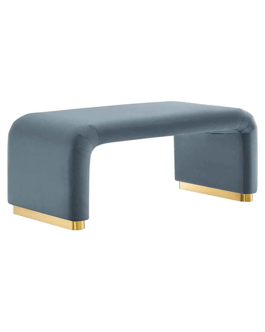 Modway Koda Performance Velvet Waterfall Long Bench In Gold