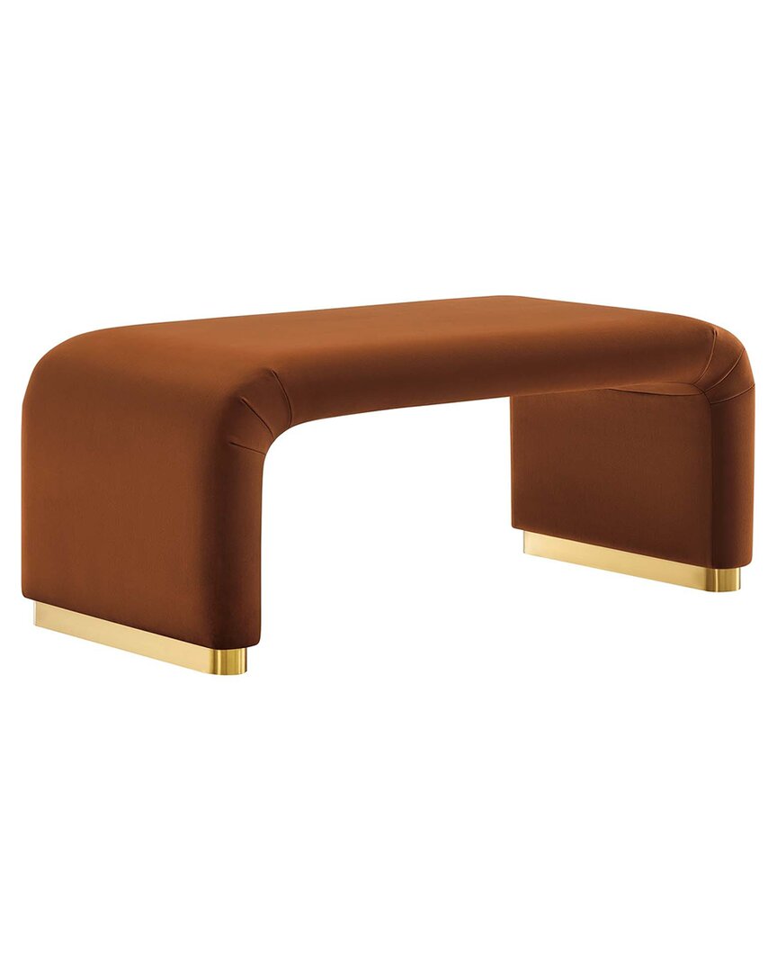 Modway Koda Performance Velvet Waterfall Long Bench In Gold