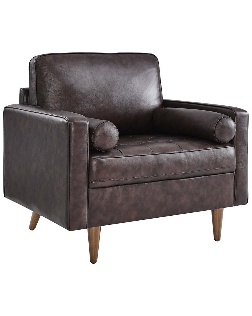 Shop Modway Valour Leather Armchair In Brown