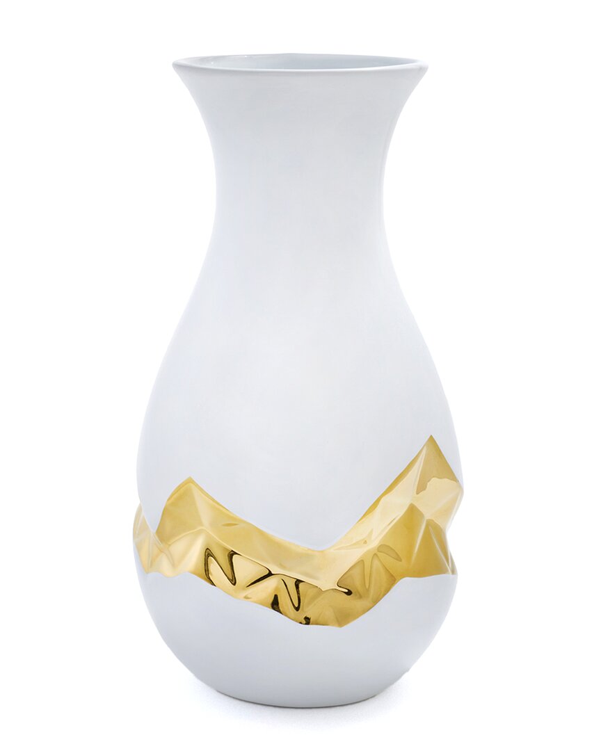 Anna New York Talianna Oro Vase In White