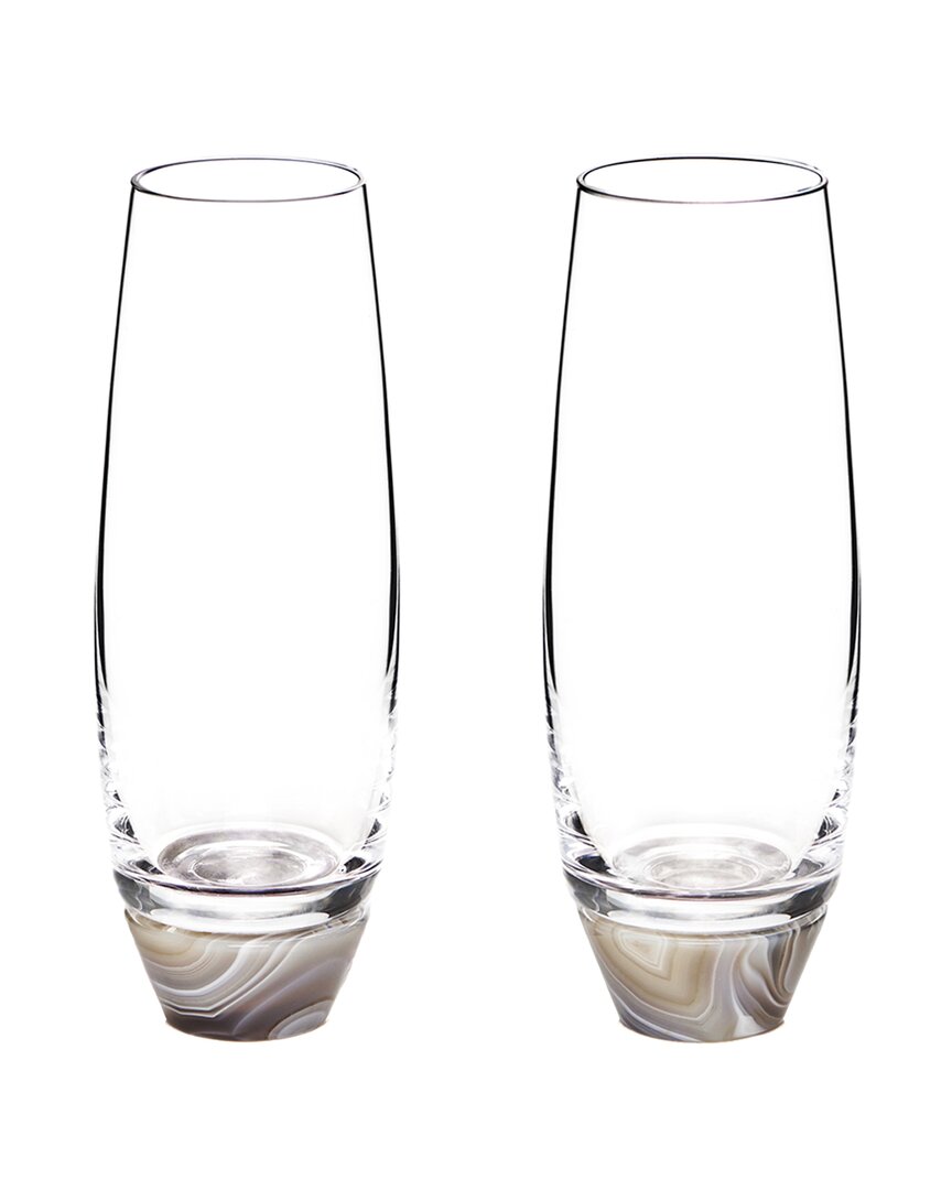 Anna New York Set Of 2 Elevo Champagne Glasses In Transparent