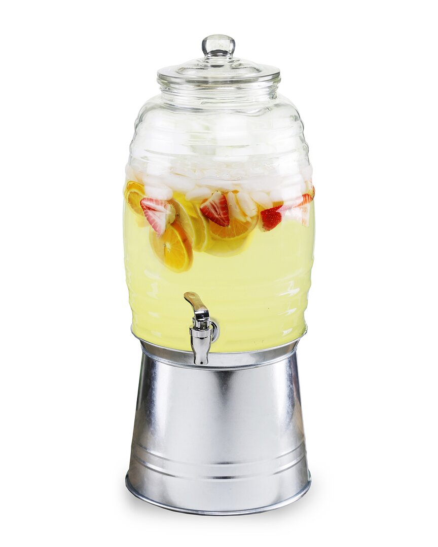 Shop Stylesetter Oak Grove Dispenser W/ Glass Lid & Galvanized Base 320oz/ 2.5gal In Clear