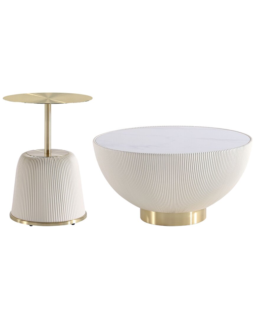 Manhattan Comfort Modern Upholstered Anderson Coffee Table & Anderson 1 End  Table