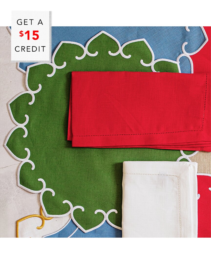 Vietri Tessuti Set Of 4 Sage Green Round Placemats In Green