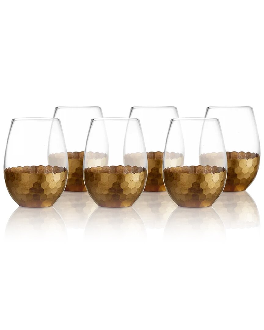 American Atelier Set Of 6 Daphne Gold Stemless Goblets