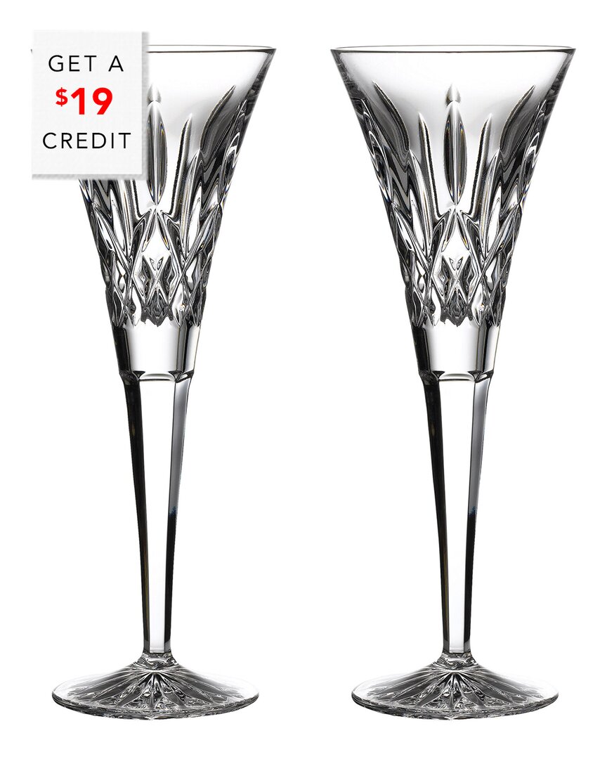 Waterford Lismore Set Of 2 Toasting Flutes With $19 Credit