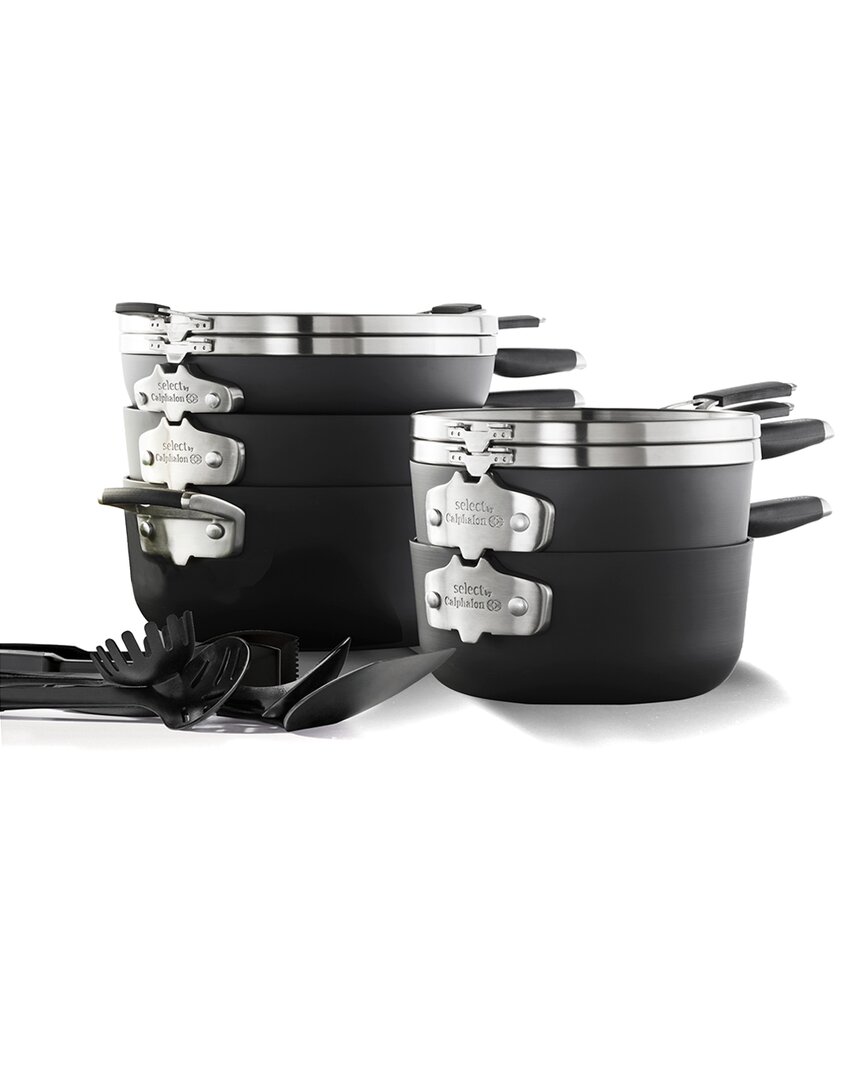 Shop Calphalon Space Saving 14pc Nonstick Cookware Set In Black