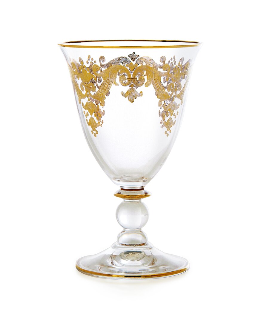 Shop Alice Pazkus Set Of 6 Water Glass With Rich 24k Gold Artwork- Short Stem In Clear