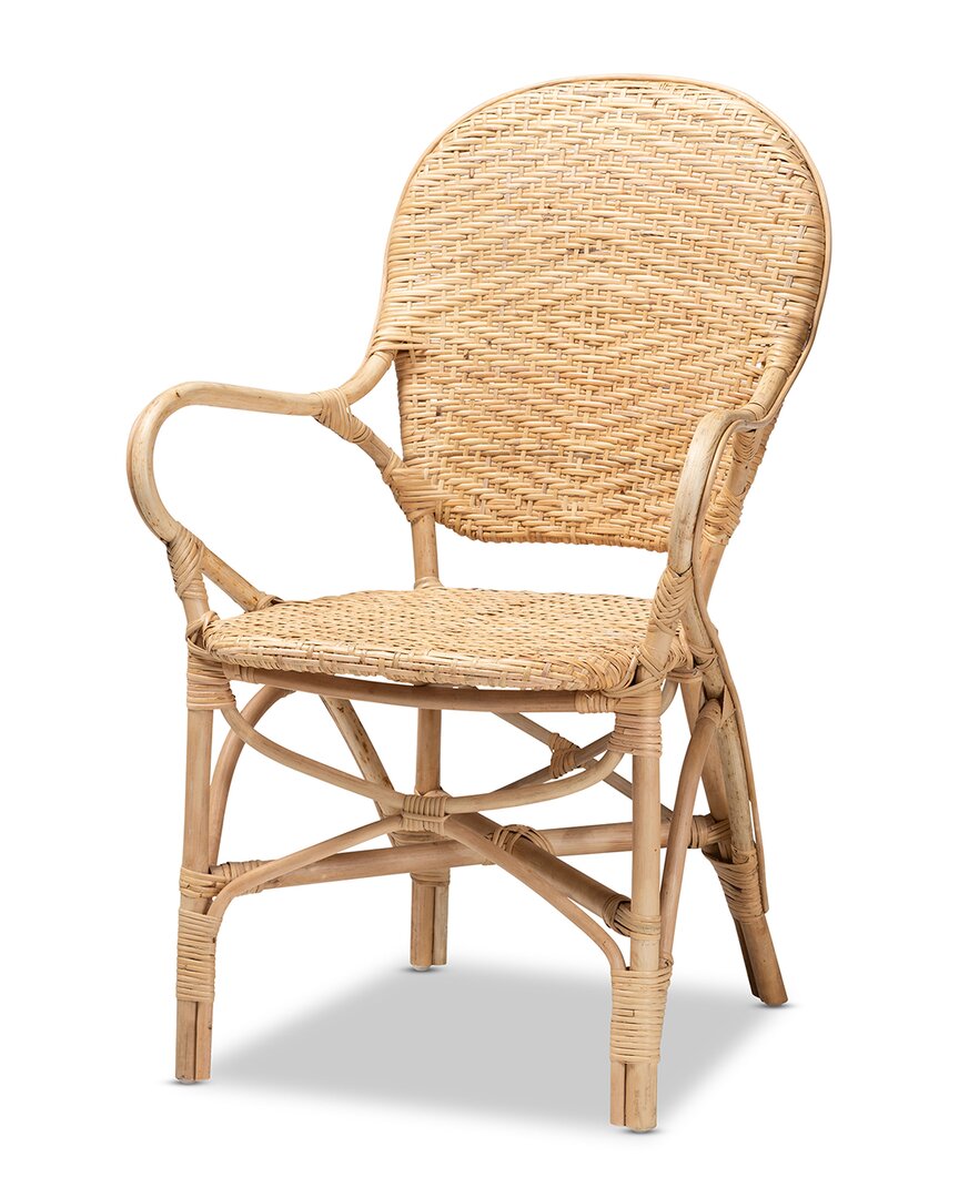 Baxton Studio Genna Rattan Dining Chair In Brown