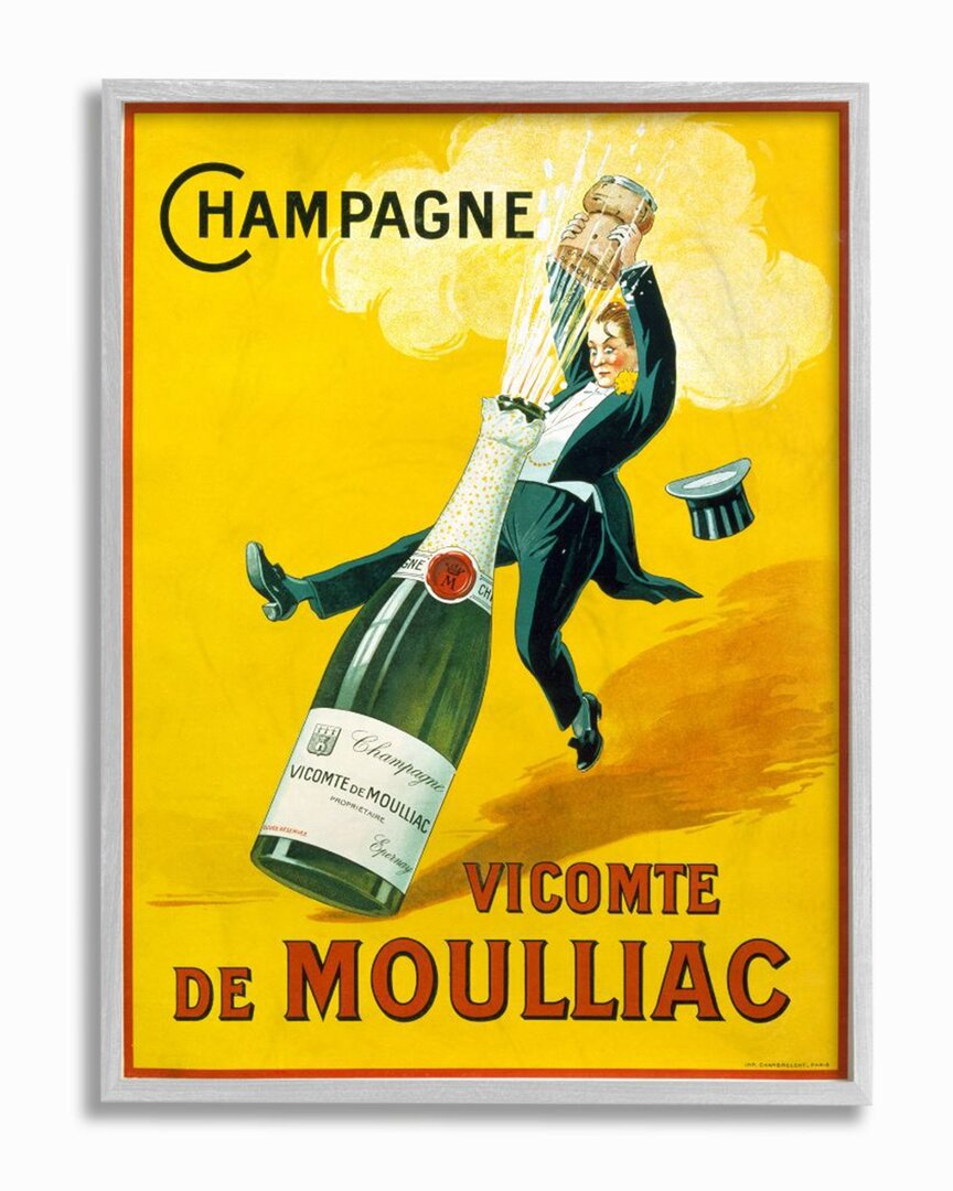 Stupell Vintage Illustration Champagne Vicomte De Moulliac Wall Art In Yellow