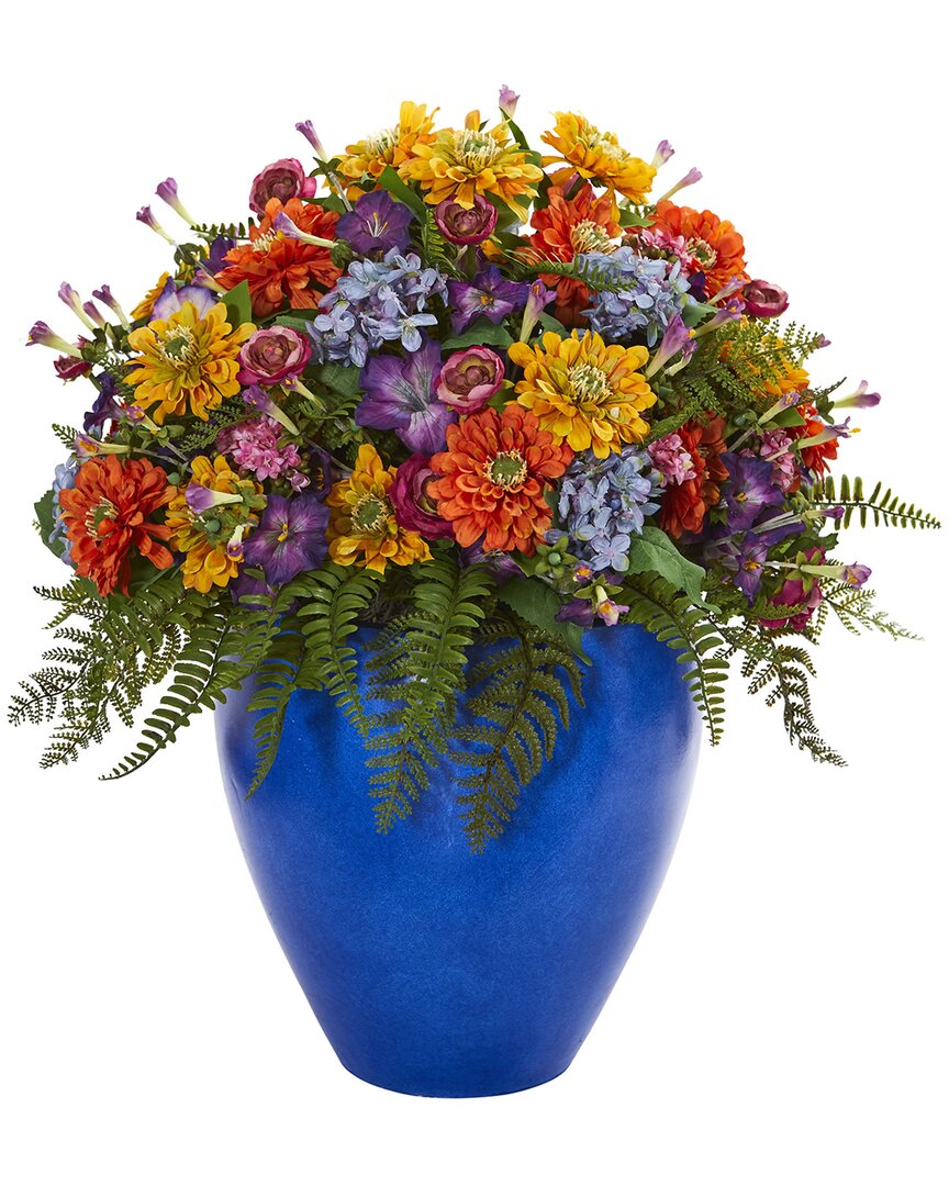 Nearly Natural Giant Mixed Floral Artificial Arrangement In Vase In Multicolor