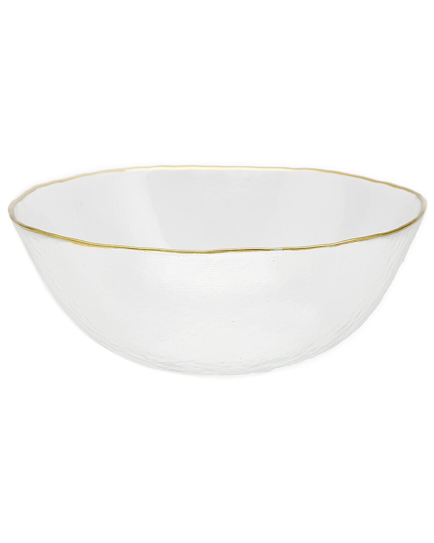 Alice Pazkus 8.5in Clear Salad Bowl With Gold Rim