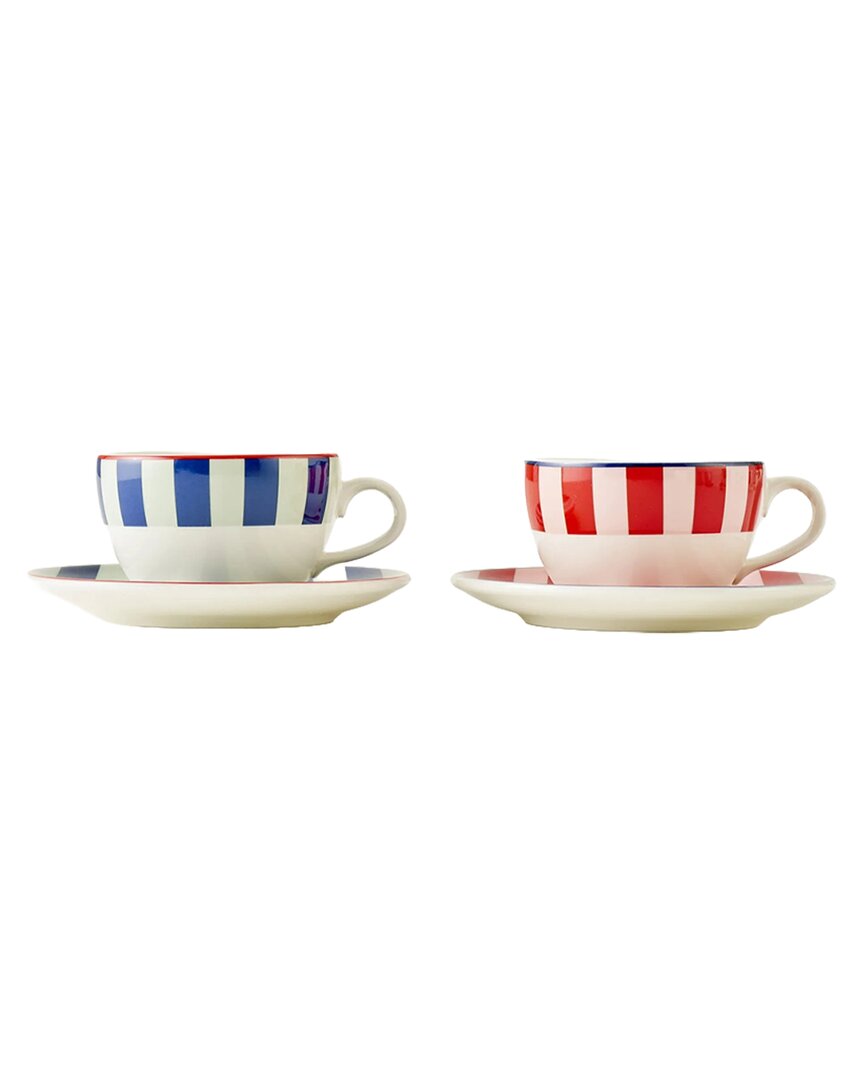 Bella Maison 2pc Line Porcelain Tea Cup Set In Multi