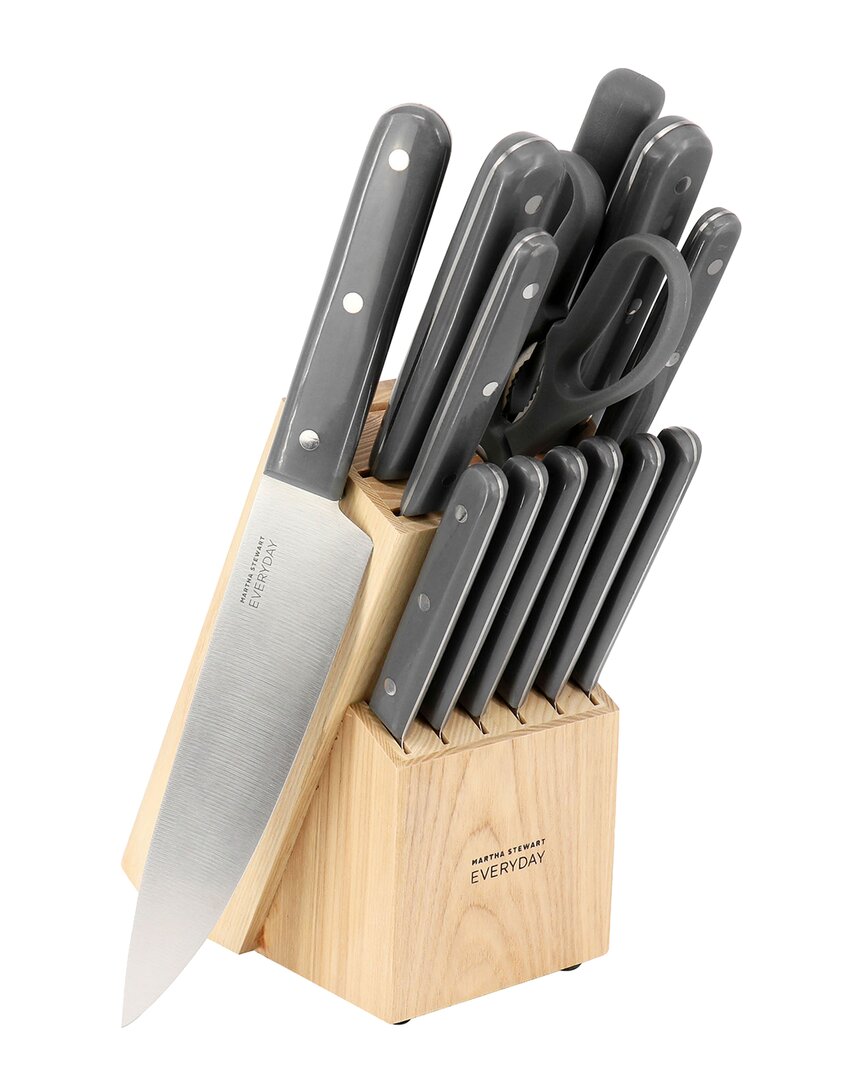 Martha Stewart 14pc Stainless Steel Cutlery Set With Wood Block