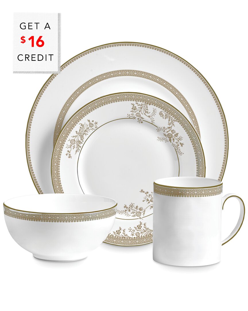 Wedgwood Vera Wang For  4pc Lace Gold Setting With $16 Credit