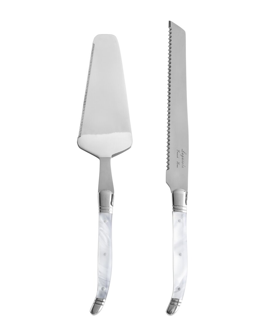 French Home Laguiole 2pc Cake And Pie Server Set With Pearl White Handles In Pear White