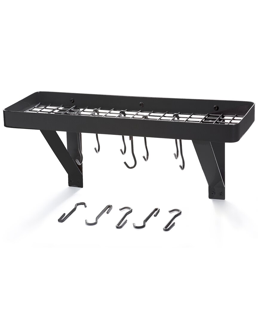 Old Dutch International Wall Mount 8 Hook Bookshelf Pot Rack With Grid