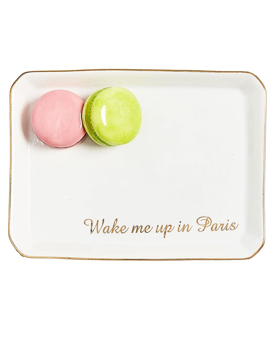 Two's Company Macaron Icon Trinket Tray With Saying In Gift Box In Multi