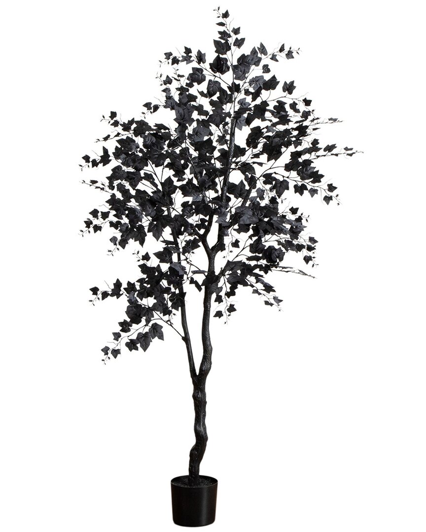 Nearly Natural 6ft. Artificial Halloween Black Maple Tree In Black