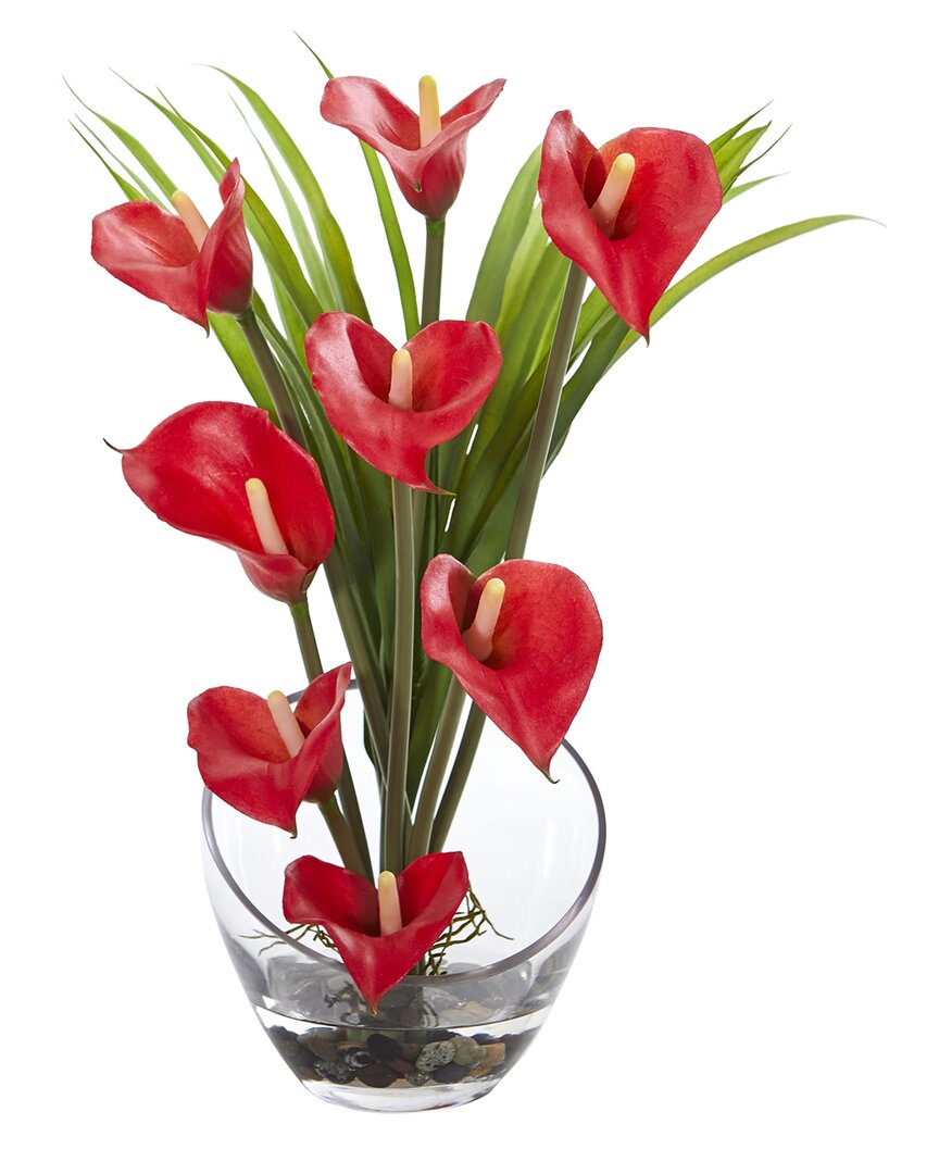 NEARLY NATURAL NEARLY NATURAL 15.5IN CALLA LILY AND GRASS ARTIFICIAL ARRANGEMENT IN VASE