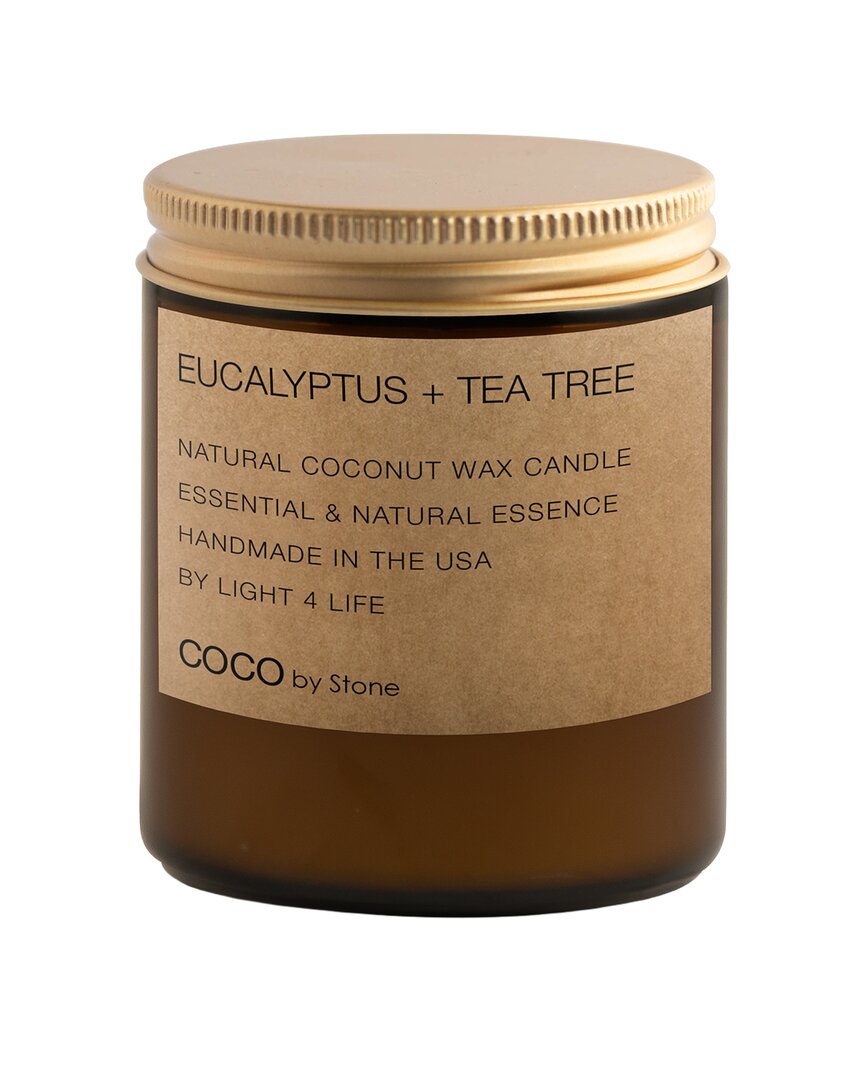Coco By Stone Handmade 7.2Oz Eucalyptus + Tea Tree Natural Coconut Apricot Wax Candle