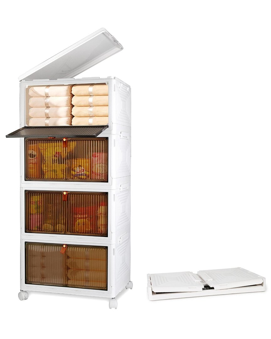 Fresh Fab Finds 4-tier Foldable Storage Bins In White