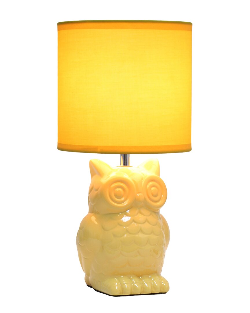 Lalia Home 12.8in Tall Contemporary Ceramic Owl Bedside Table Desk Lamp In Yellow