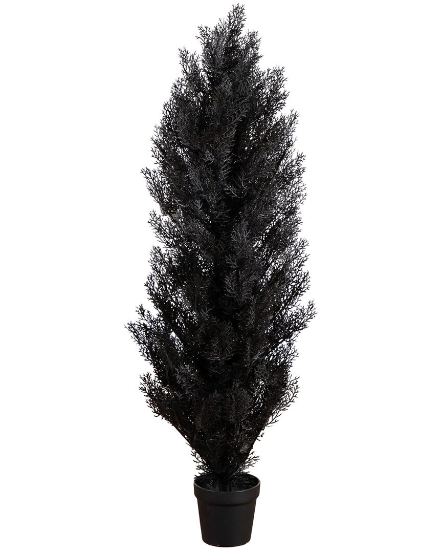 Nearly Natural 4ft. Uv Resistant Artificial Halloween Black Cedar Tree  (indoor/outdoor) In Black