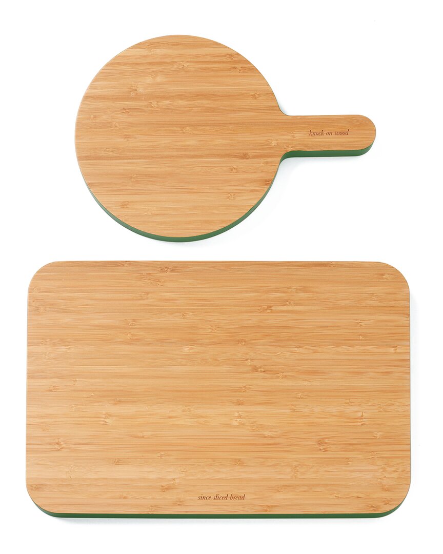 Shop Kate Spade New York Set Of 2 Knock On Wood Cutting Boards In Green