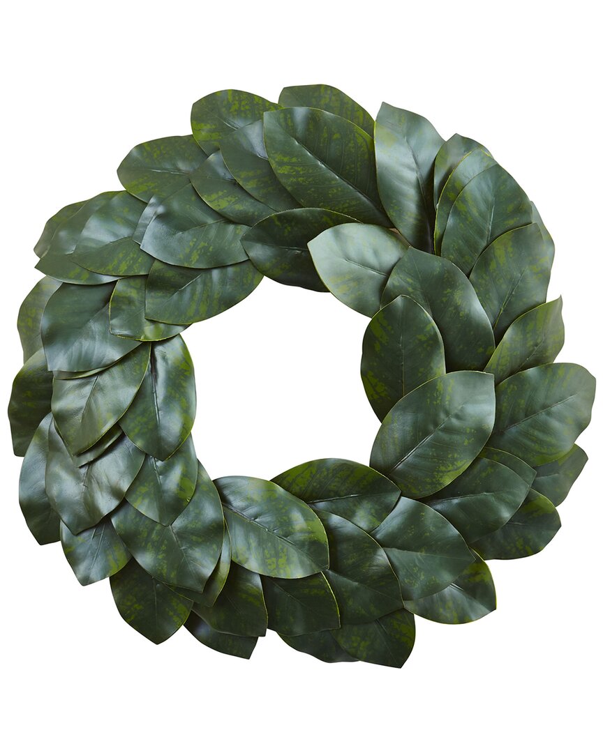 Nearly Natural 24in Magnolia Leaf Wreath In Green